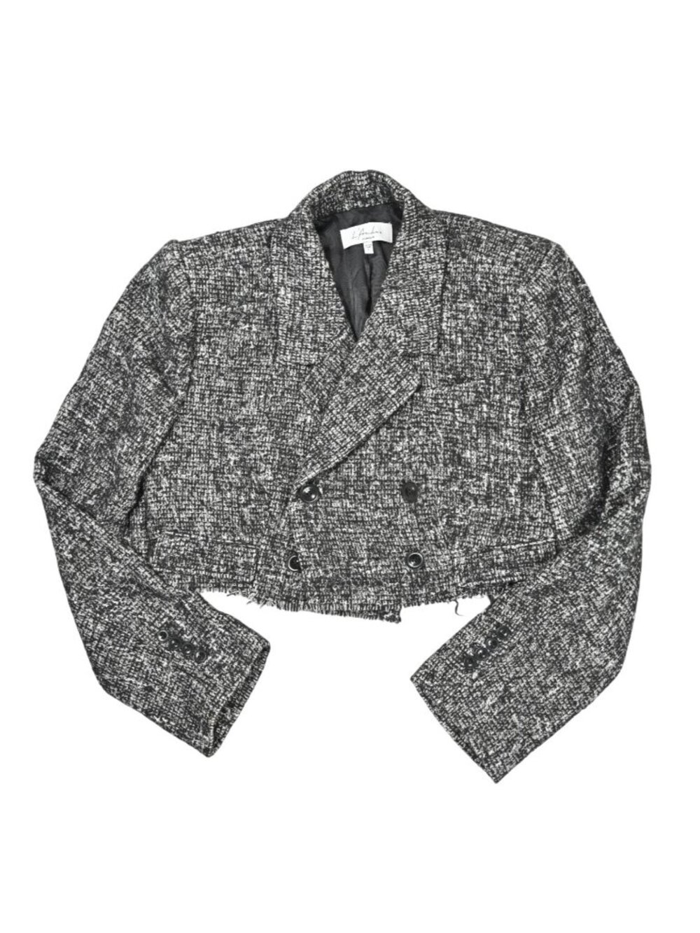 L'Academie Mavi Cropped Blazer in Black & White